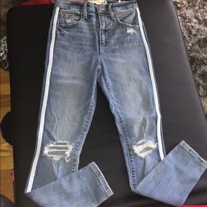 Garage blue jeans with lines down the side